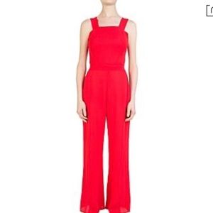 The Kooples Red Crepe Tie Open Back Jumpsuit Sz M